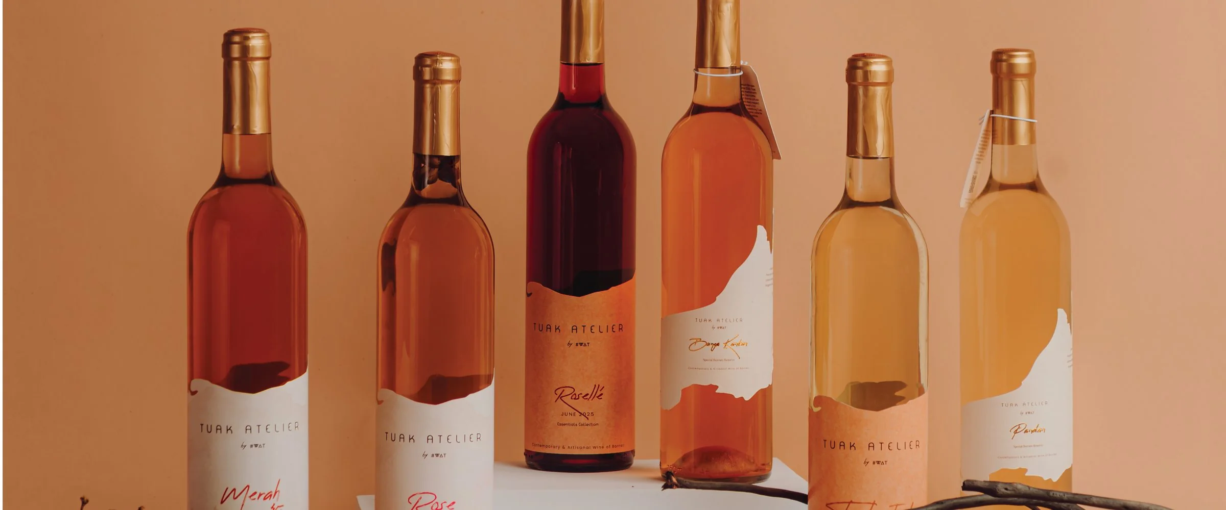 The full Tuak Atelier range — over twenty small-batch expressions